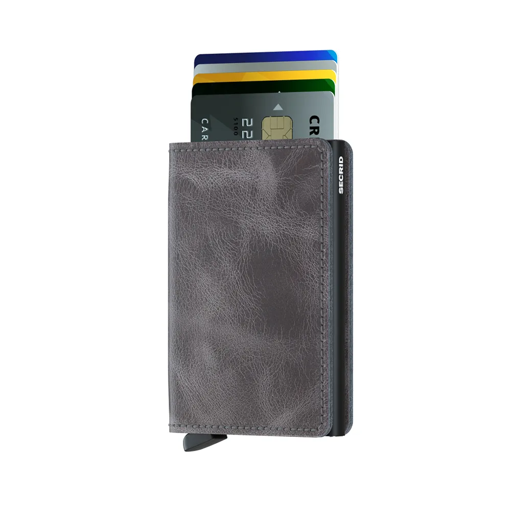 SECRID Slimwallet Leather - Vintage Grey-Black
